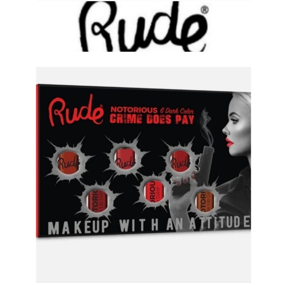 Rude Cosmetics Notorious Crime Does Pay 6 Dark Liquid Matte Lip Colours